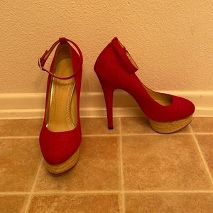 Charlotte Olympia red platform pump heel